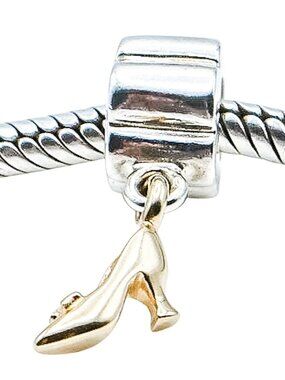 Pandora Rare Stiletto Shoe Sterling Silver Charm 14K Gold Stiletto Shoe Dangle